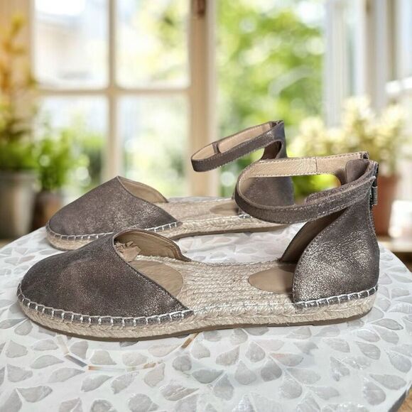 Eileen Fisher $195 Lala Leather Jute Espadrille Flat Sandals NWT - Picture 5 of 16